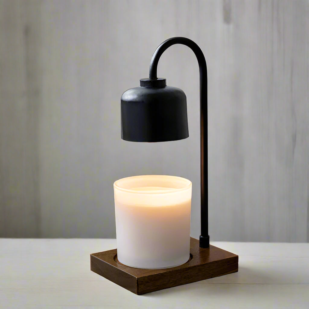 Black and Wood Arched Candle Lamp