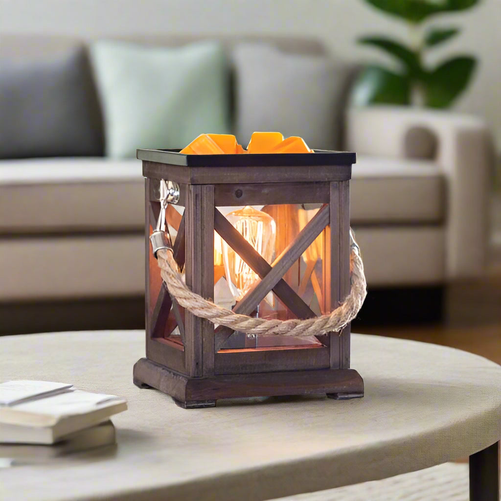 Edison Bulb Walnut and Rope Vintage Wax Warmer