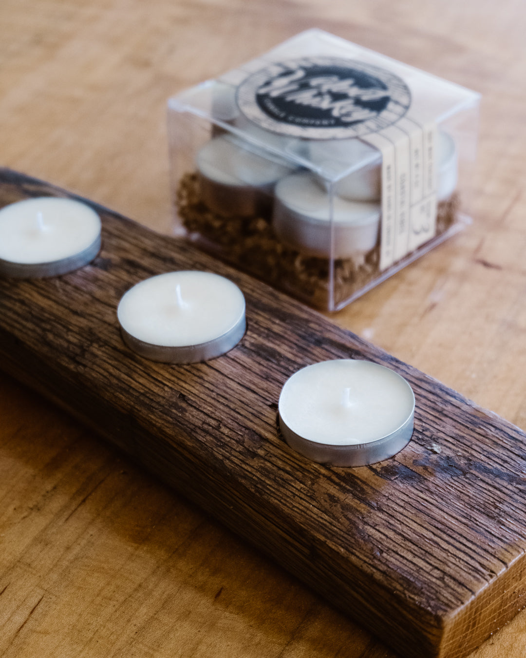 Bourbon Barrel Stave Tea Light Holder